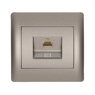 RHYME computer socket (Cat6E) grey metallic