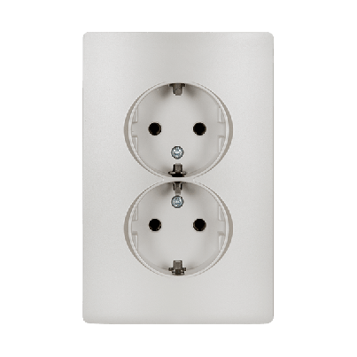 RHYME german type socket (double) white metallic