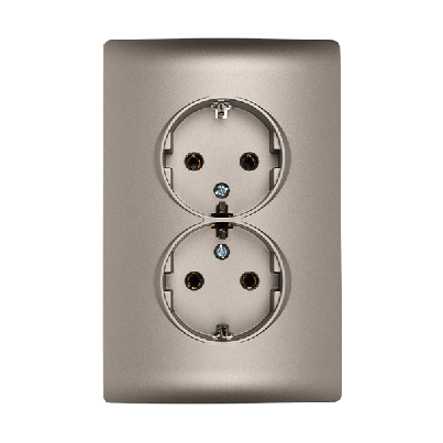 RHYME german type socket (double) grey metallic