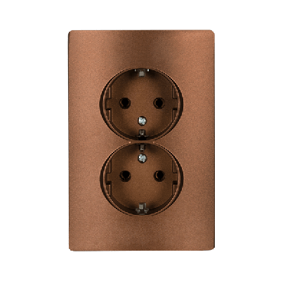 RHYME german type socket (double) coffee metallic