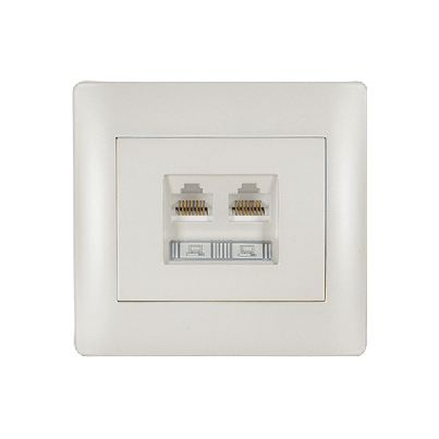 RHYME computer socket (double) white metallic