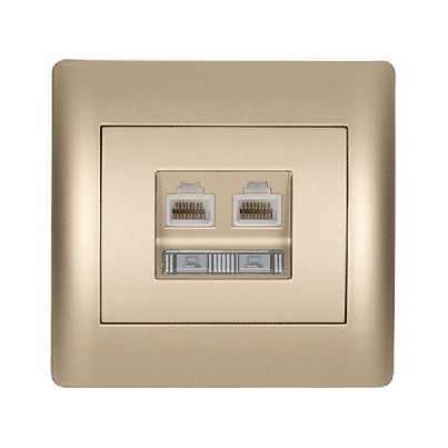 RHYME computer socket (double) champagne metallic