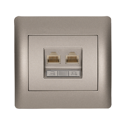 RHYME computer socket (double) grey metallic