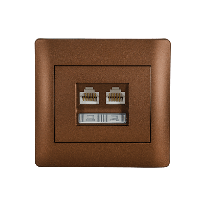 RHYME computer socket (double) coffee metallic