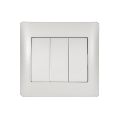 RHYME three buttons one way switch white metallic