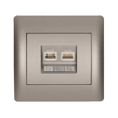 RHYME phone socket + computer socket grey metallic