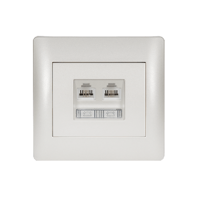RHYME phone socket (double) white metallic