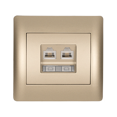 RHYME phone socket (double) champagne metallic