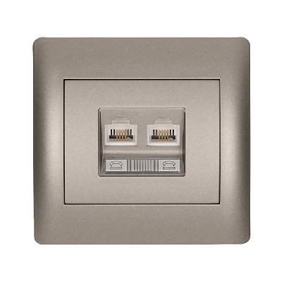 RHYME phone socket (double) grey metallic
