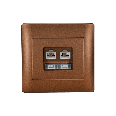 RHYME phone socket (double) coffee metallic