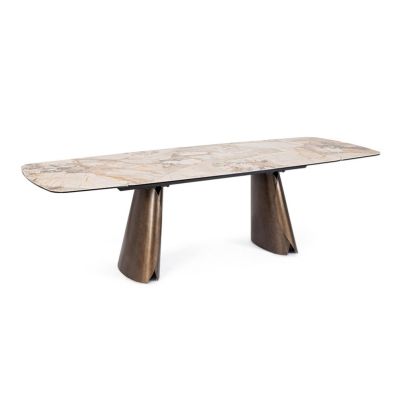 Extendable dining table Cile, 180-220-260x100 cm, Beige, effect Patagonia