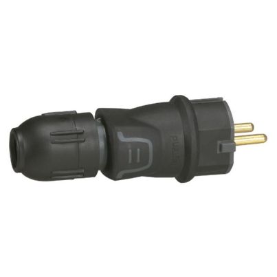 Plug LEGRAND Helium, 2P+E, 16A, with gland, IP44, black