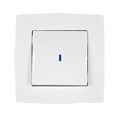 CITY one button with light one way switch white metallic