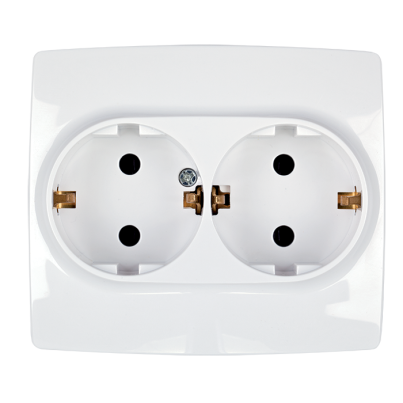 CITY german type socket (double) white metallic with screw