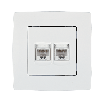 CITY computer socket (double), white metallic