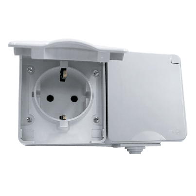 German type socket- double IP65 gray