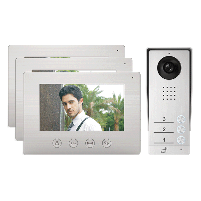 EL-A17 smart triple camera doorbell + 3 monitors