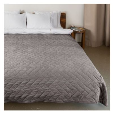 Bedspread DILIOS Velvet 160/220 cm, Dark Grey
