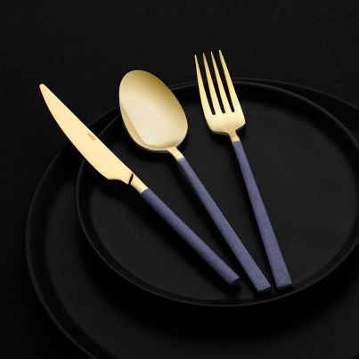 Cutlery DALYAN PEARL 18pcs. Set Gold/Dark Blue