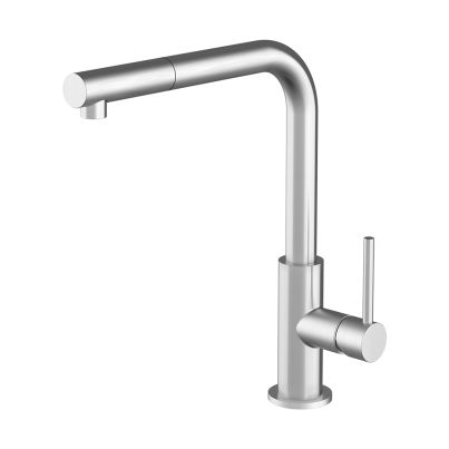 Single lever kitchen mixer with pull out head OFFICINA satin