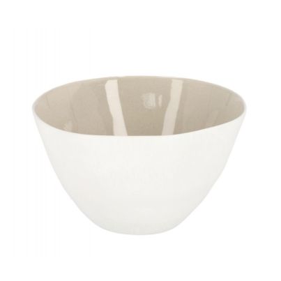LACQUER WHITE TAUPE DECORATIV BOWL 24X21