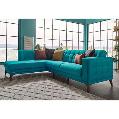 Corner sofa with right armrest RIVOLI 196x257x80cm turquoise