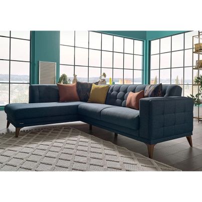 Corner sofa with right armrest RIVOLI 196x257x80cm Cundurmar navy blue