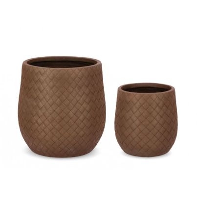 SET2 RHOMBUS LOW FAT RUSTY VASE HOLDER