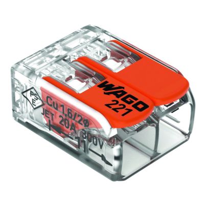 WAGO 221 CONNECTOR, 2 CONDUCTORS 0,02-4 MM 2