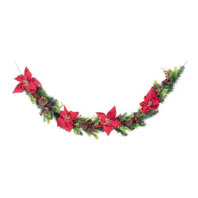 Bizzotto Poinsettia Christmas garland red