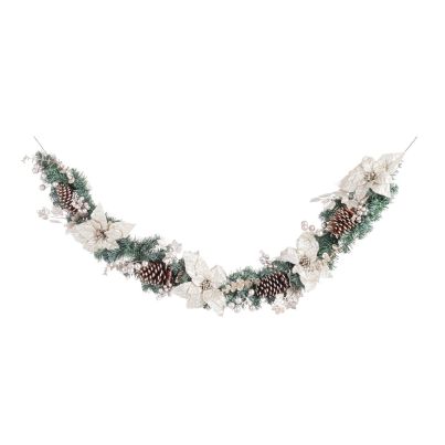 Bizzotto Poinsettia Christmas garland white