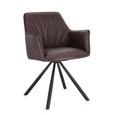 BIZZOTTO BREVAL SWIVEL CHAIR WITH ARMRESTS DARK BROWN