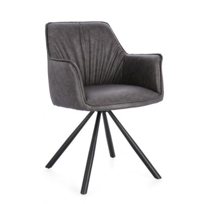 BIZZOTTO BREVAL SWIVEL CHAIR WITH ARMRESTS GREY LEATHER