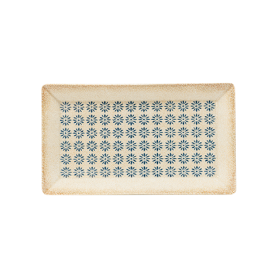 Rectangular plate SATURNIA Table, 29x17,5 cm, blue/beige