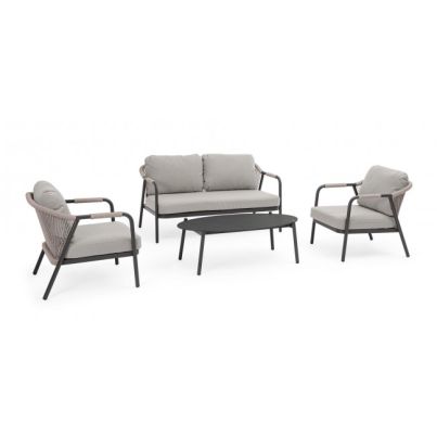 MIRAVET CHAR JA60/KHAKI SOFA SET4 W-CUSH