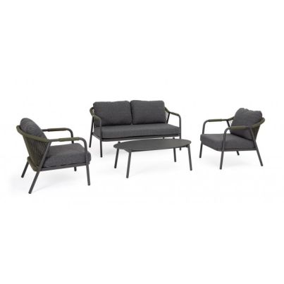 MIRAVET CHAR JA60/GREEN SOFA SET4 W-CUSH