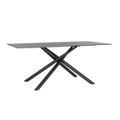 Dining table Arjita, 180x90 cm, Black, marble effect