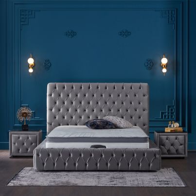 Bedstead with headboard 180x200 PLATINUM grey