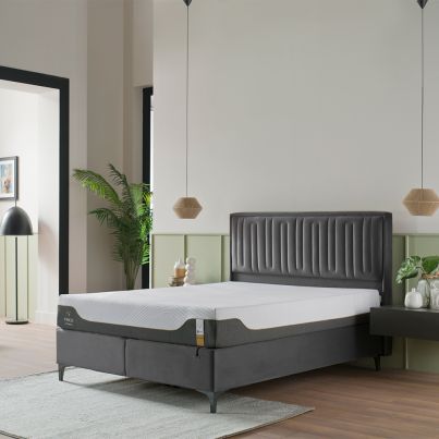 Bedstead with storage and headboard 160x200 PETRA PLUS anthracite