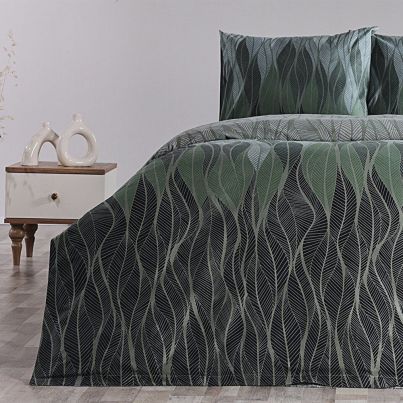 Single bedding set RANFORCE LEAF 3pcs green