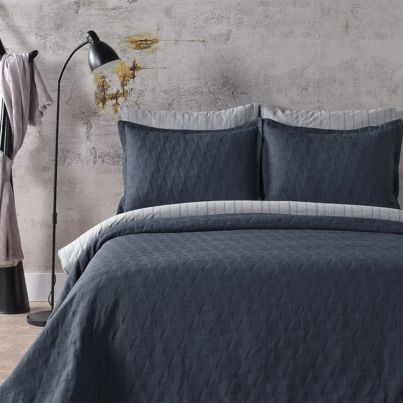 King size bedspread set ARYA 3pcs anthracite