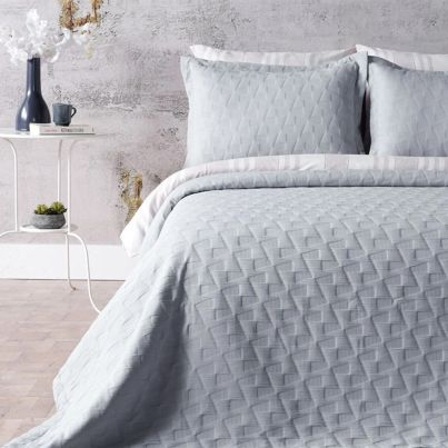 King size bedspread set ARYA 3pcs grey