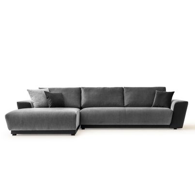 Modular sectional fabric sofa MONARC grey/black/KAPADOKYA 10468-AQUA 900 left 330/85/190cm