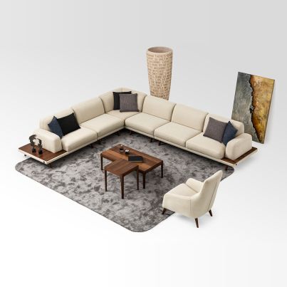 Modular sectional fabric sofa NOTUS beige/RITA 01 left