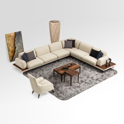 Modular sectional fabric sofa NOTUS beige/RITA 01 right