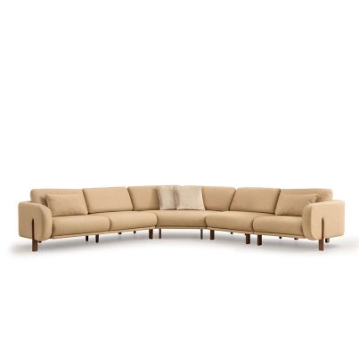 Modular sectional fabric sofa PABLO light brown/RITA 07 right