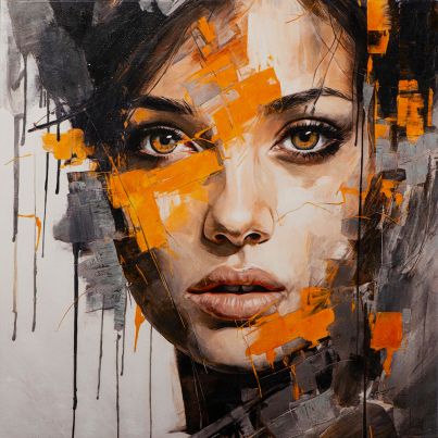 Acrylic painting Brown eye girl 100x100cm