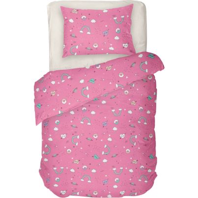 Single bed linen set DILIOS Unicorn 2, 3 pcs, pink
