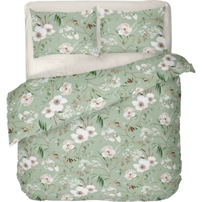Single bed linen set DILIOS Magnolia, 3 pcs, green/ecru