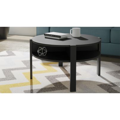 Round coffee table with shelf 75x75 cm TWO, black 